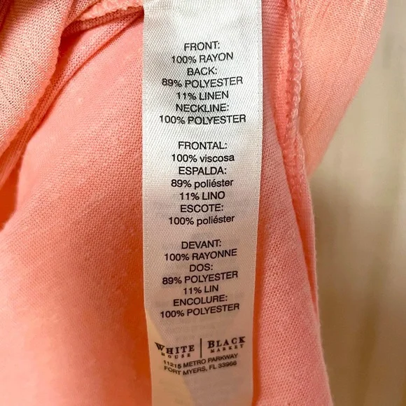 NWT White House Black Market Pink Pearl V Neck Tunic Top Sz XS Easy Tee - Picture 6 of 6